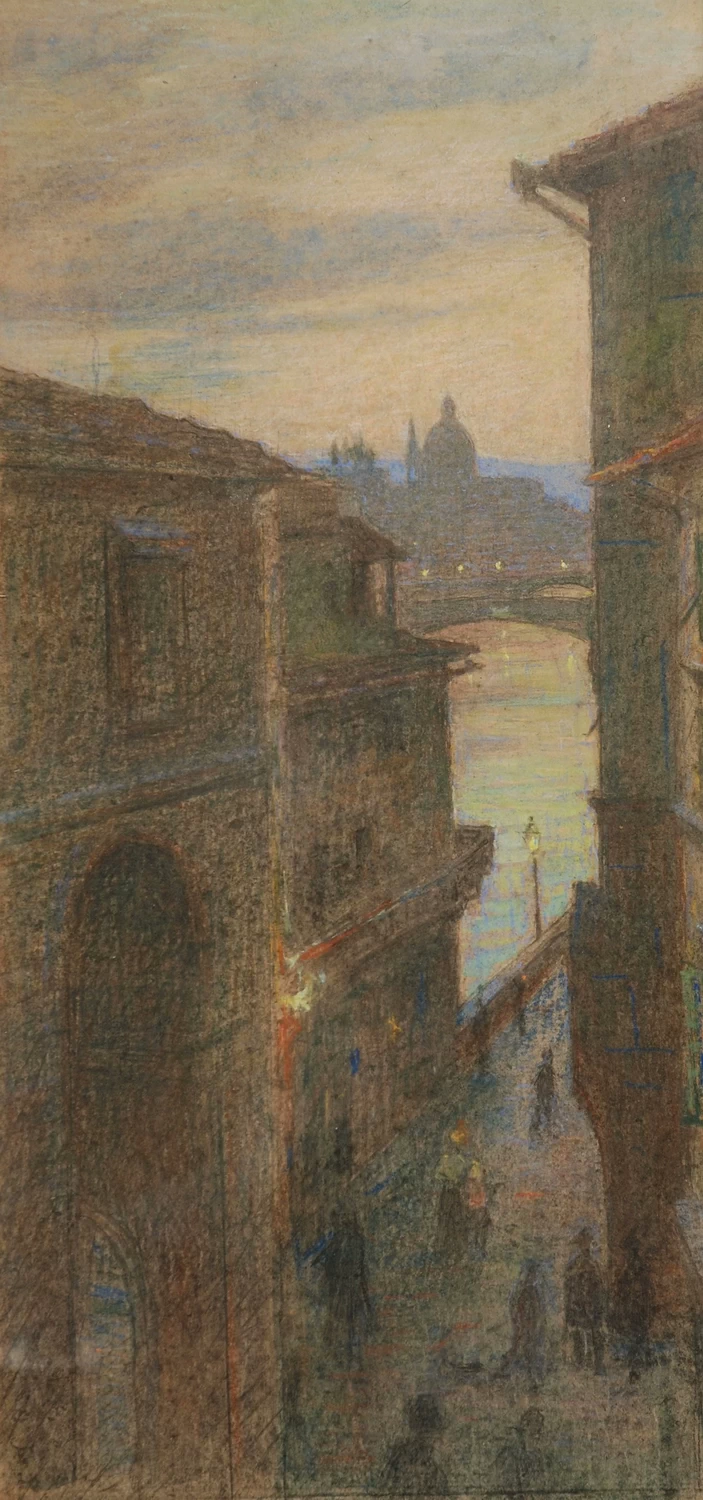 Scorcio di Firenze da una via sul Lungarno, 1909